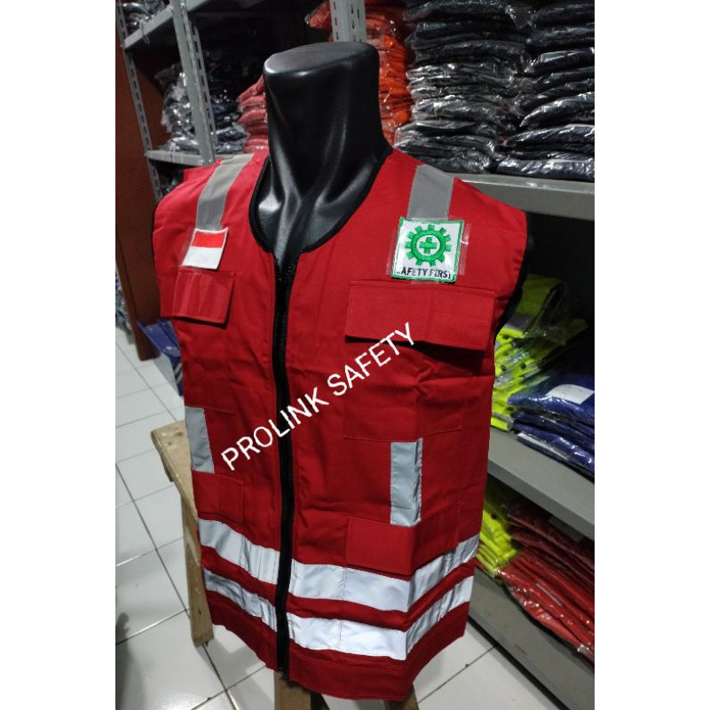 PREMIUM ROMPI SAFETY BAHAN DRILL PAKAI FURING MERAH HSE BERLOGO REAL PICTURE BERKELAS KEREN