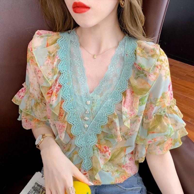 MDLV ~ 7292# Rheine Floral Top Chiffon Atasan Blouse Premium Fashion Import