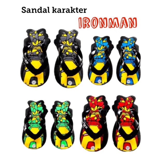 Sandal japit anak cowok 3-8 TAHUN karakter SANCU IRONMAN / sendal jepit anak laki sancu ironman / sandal anak anak cowo / sendal jepit anak