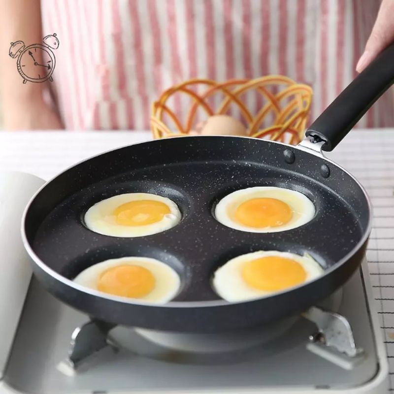 Penggorengan Wajan Panci Teflon Cetakan Takoyaki Telur Omelet Anti Lengket Egg Fyring Pan Non-stick 4 Holes