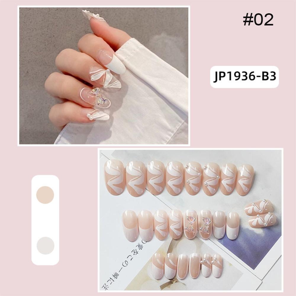 Timekey 24pcs / set Stiker Kuku Palsu Panjang Bisa Dilepas Untuk Manicure / Nail Art A7K6