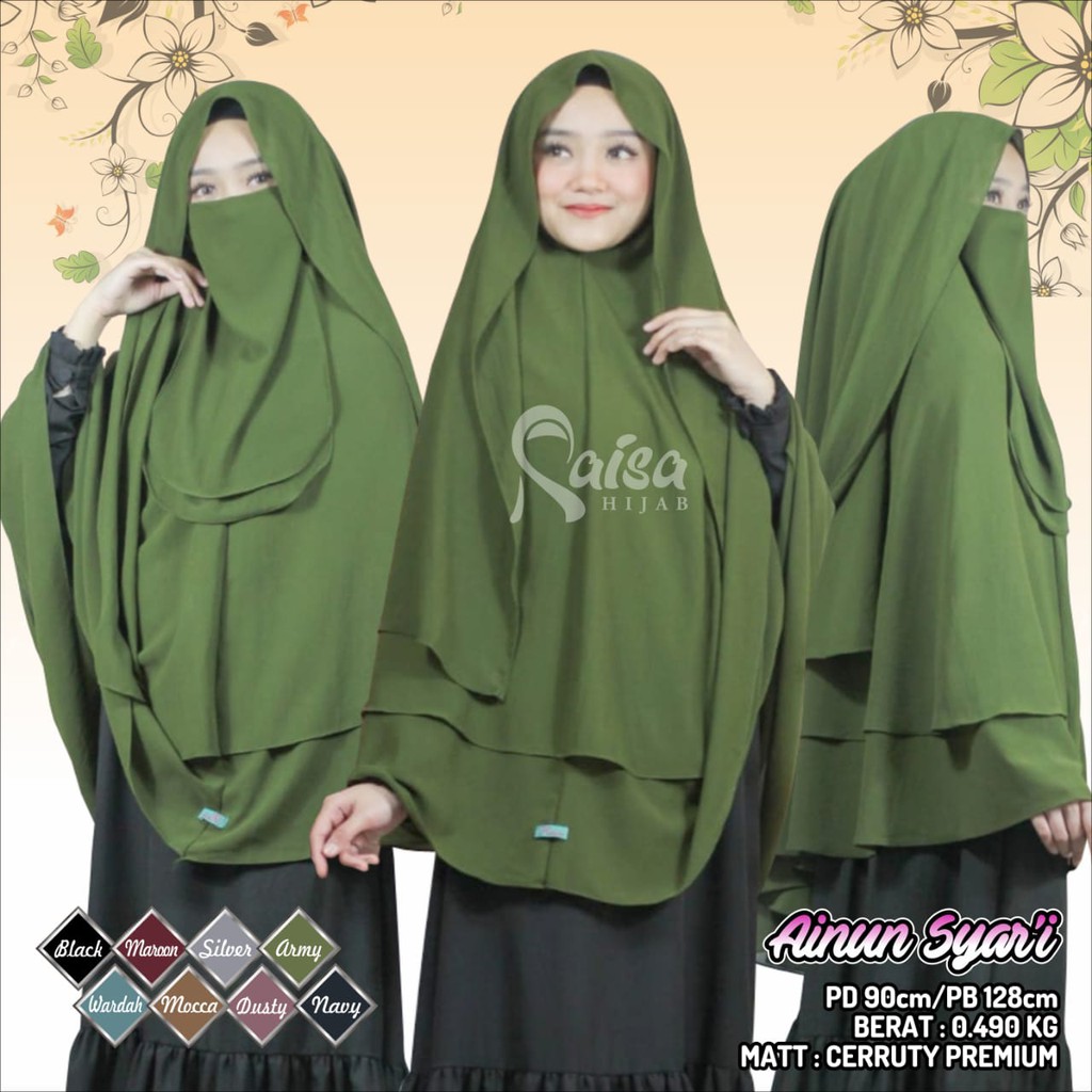 Jilbab Instan Khimar Ainun Jumbo Syar'i Raisa Hijab Cerytu Premium