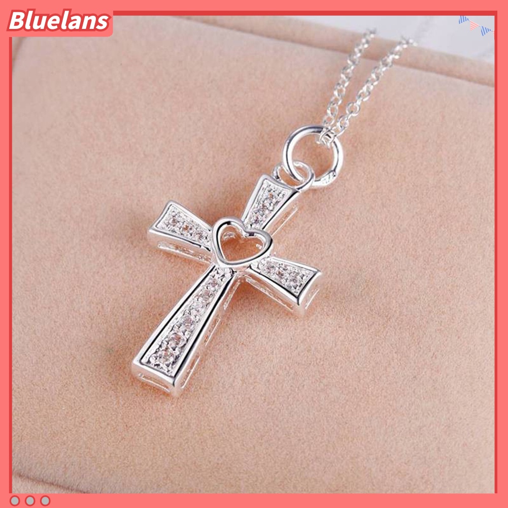 Bluelans Women Men Fashion Cross Necklace Hollow Heart Cocktail Party Wedding Jewelry