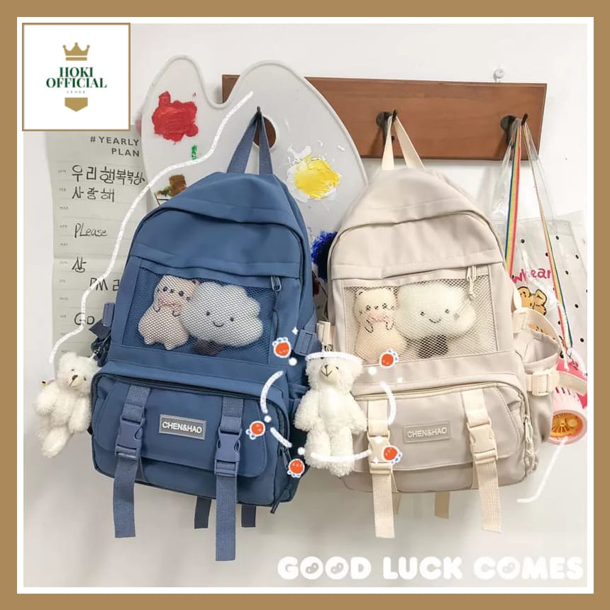 [COD] Ransel Korean Style Pastel Series Tas Sekolah Wanita Pria SMP SMA Kuliah Stylish Kapasitas Besar HokiOfficial