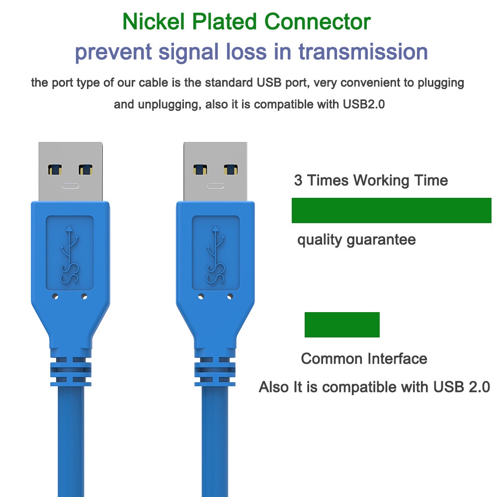 Radiator Transmission Dual Type A Male to Type A Male Adapter Extension Cable USB 3.0 Male to 0.6 / 1 / 5m Type / Data Super Speed 5Gbps Data Sync Cable