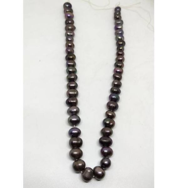 【TERMURAH】 Mutiara air tawar hitam bulat ukuran 8-9mm per string