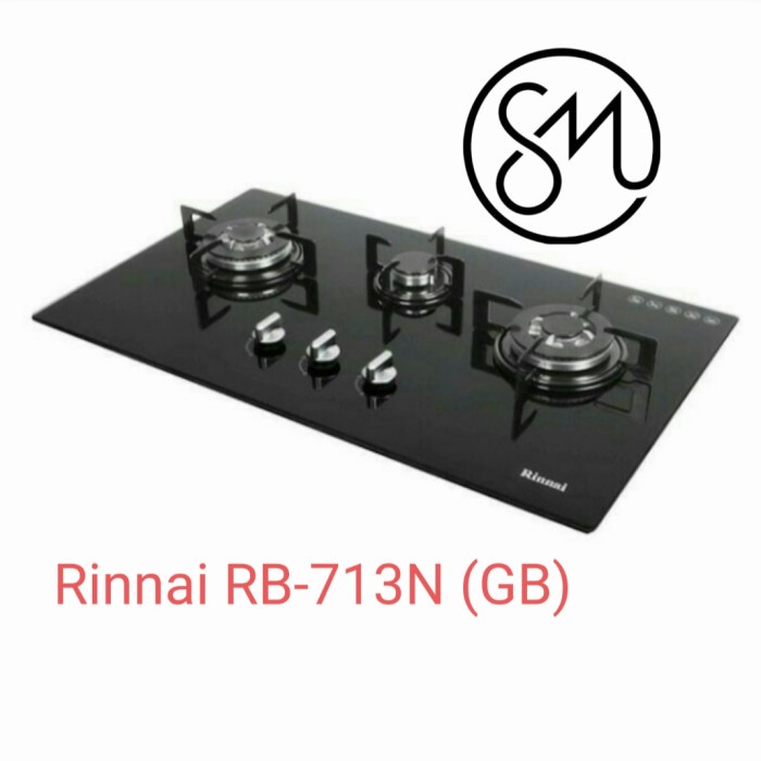 Kompor Gas Tanam 3 Tungku Rinnai RB-713N (GB) Kaca