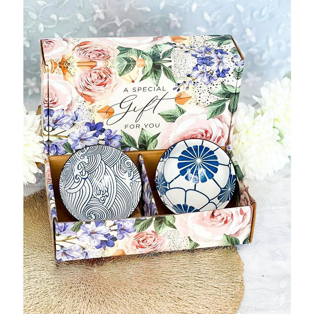 Flower Gift Box Japanese Azura 2 Bowls | Mangkok Keramik