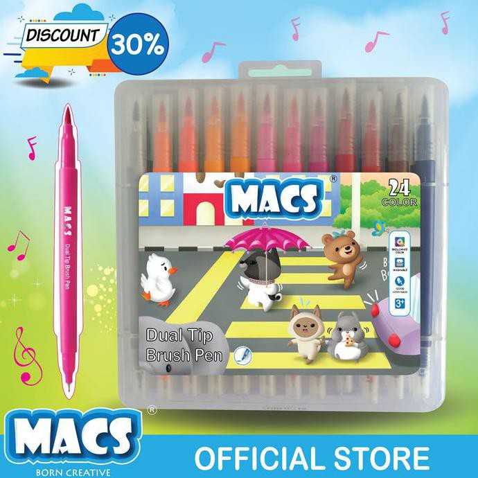 

Dual Tip Brush Pen Marker Color 24 Warna Spidol