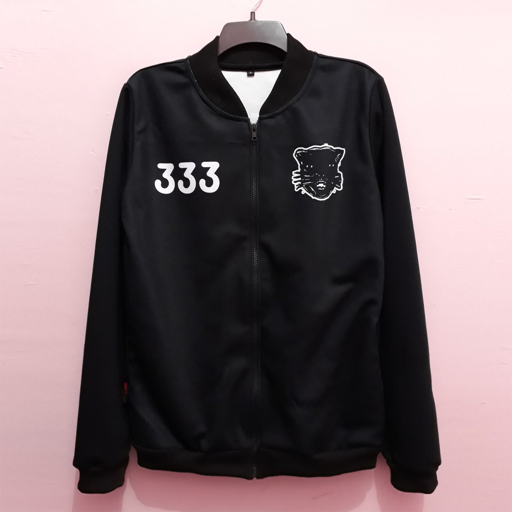 Jaket Bomber The Fever 333 Black Bahan Halus Lembut Printing Sublim Awet Bukan Sablon Bisa Custom