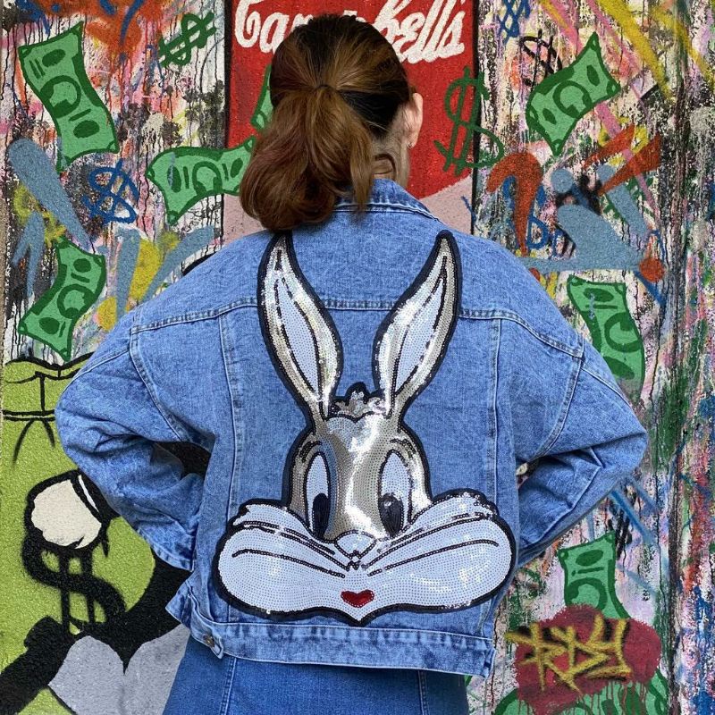 jaket jeans gambar macan