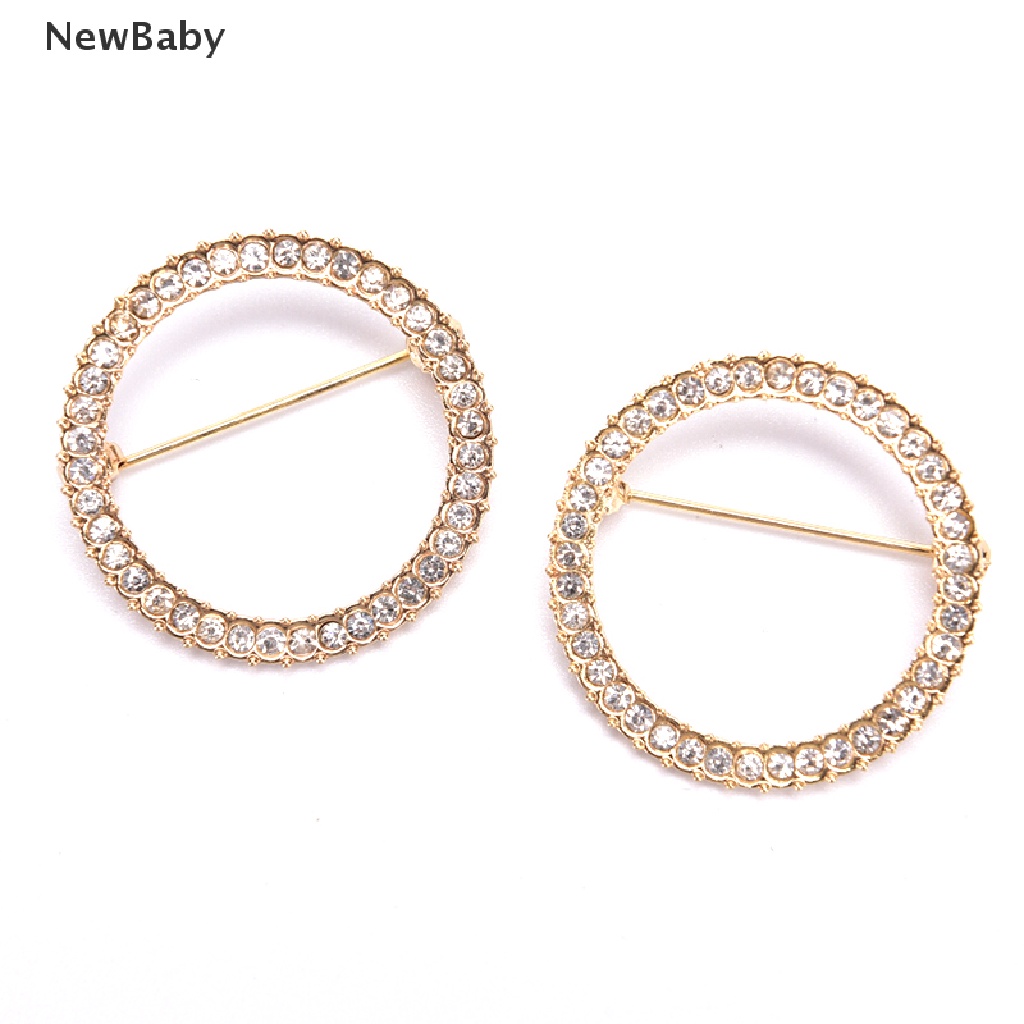 Newbaby Bros Pin Bulat Simple Hias Kristal Holder Aksesoris Wanita