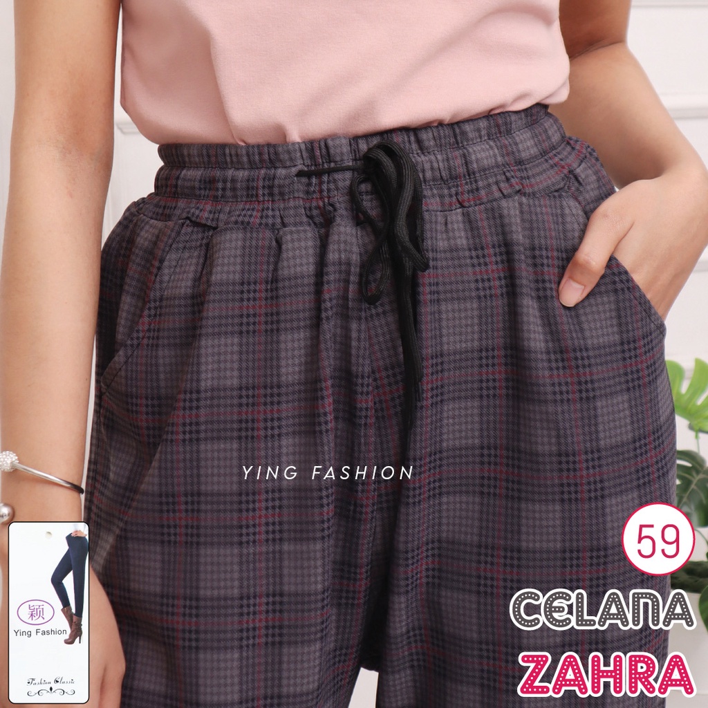 CELANA YING # 59 / Celana Wanita Gaya Korea / CELANA KERJA WANITA / CELANA SALUR BAHAN KARET / TARTAN PANTS / CELANA YING FASHION