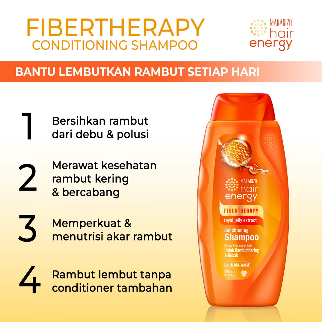 Makarizo Hair Energy Fibertherapy  Conditioning Shampoo Royal Jelly 170 mL / Shampo Kondisioner-3
