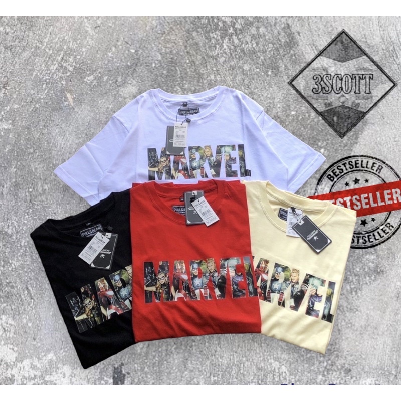 KAOS MARVEL - FULLTAG MIRROR 1:1 ORIGINAL PULL AND BEAR TSHIRT PRIA & WANITA