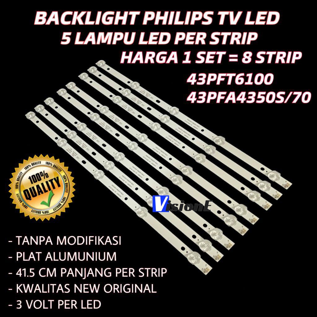 BACKLIGHT TV LED PHILIPS 43PFT6100 43PFA4350S LAMPU BL PHILIPS 43 INC 5K 3V 43PFA 43PFT