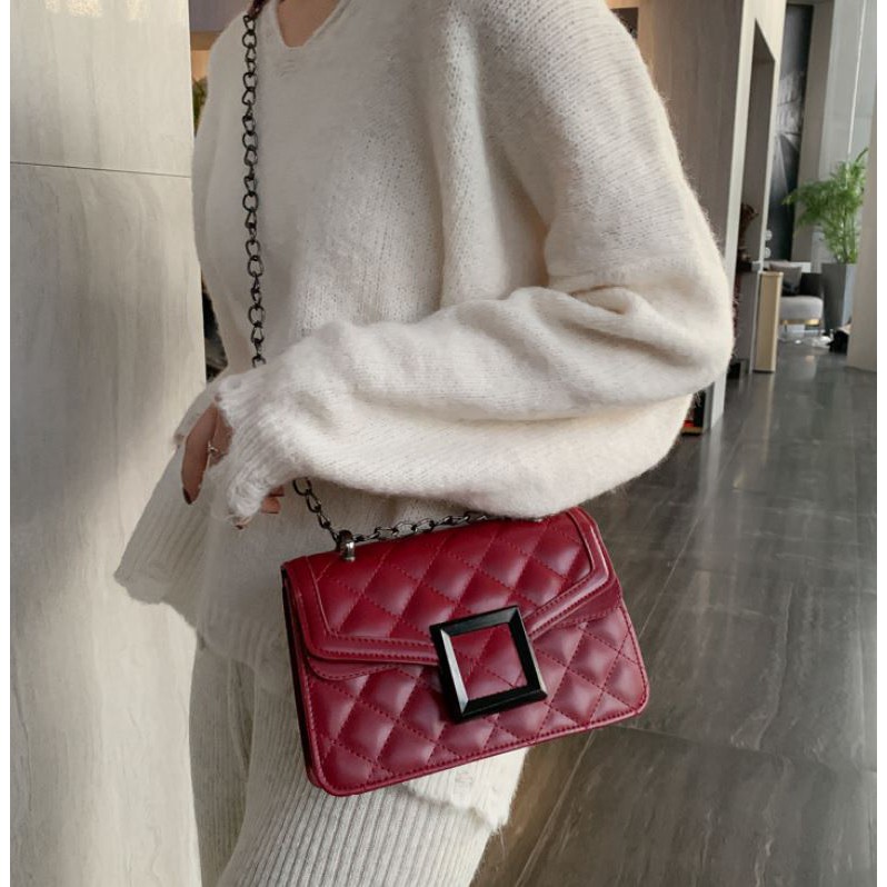 KGS Tas Selempang Wanita Geometric Sling Bag Shoulder Bag Square Lock