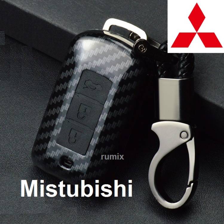 Mitsubishi Key Case Kunci Cover Outlander Pajero Xpander  2 3 Tombol Carbon Smart Key Casing