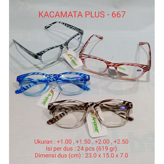 Kacamata Baca Plus (+) 682 Pria / Wanita +1.00, +1.50, +2.00, +2.50