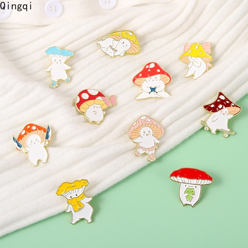 Bros Pin Enamel Bentuk Kartun Jamur Warna-Warni Untuk Anak