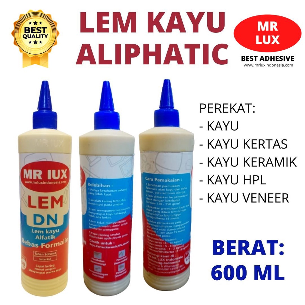 Jual Lem Kayu ALIFATIK DN MR LUX 600 Gram Lengket Cepat Kering | Shopee ...