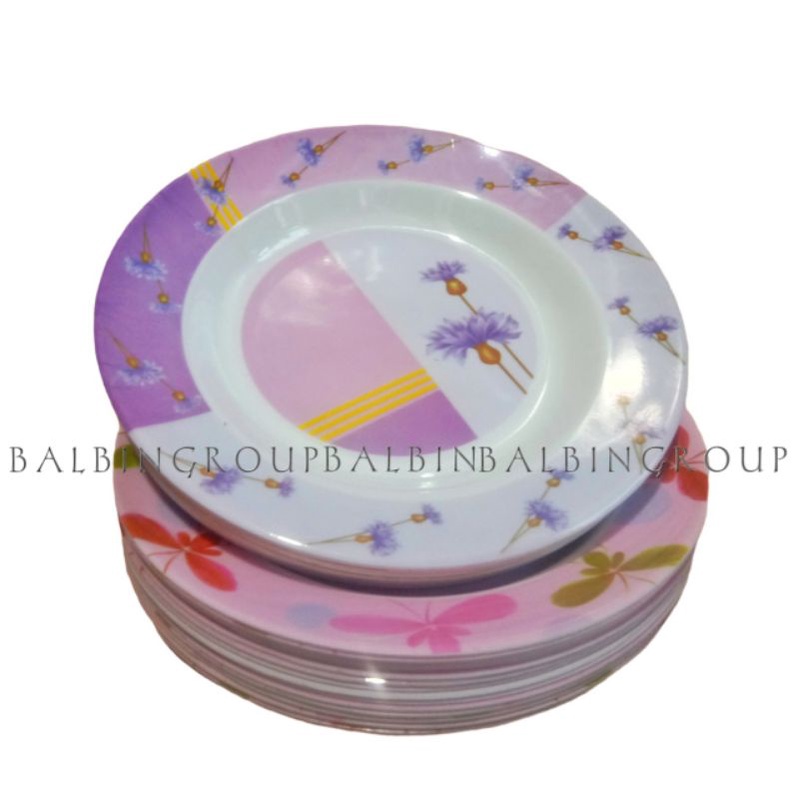 PIRING MAKAN 9INC SEMI MELAMINE MOTIF - SHING ISI 6 PCS