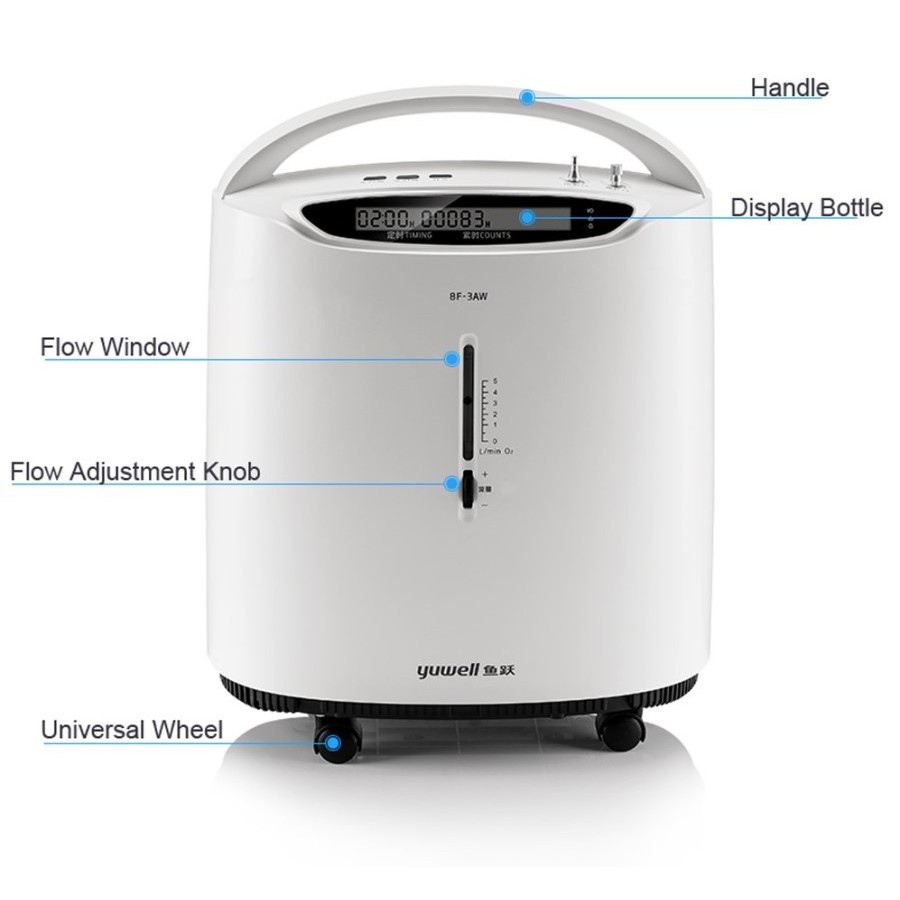 Yuwell YU8F-5AW Oxygen Concentrator Alat Terapi Mesin Penghasil Oksigen 5 L Liter Portable Original