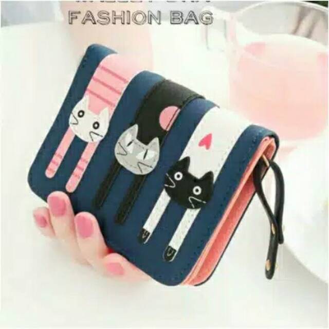 Dompet triplecat mini/dompet mini/dompet wanita/dompet kecil simple lucu/dompet koin/dompet lipat