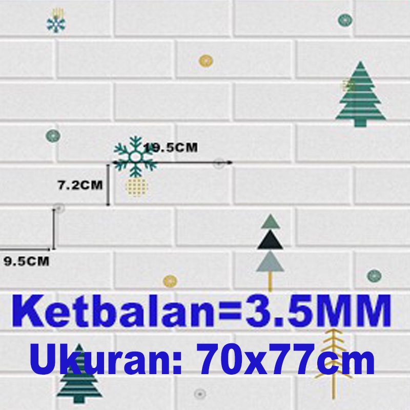 (KaLaTO) Wallpaper dinding 3d motif gambar wallfoam Dekorasi Kamar murah 70x77cm-BK3-4 3.5mm
