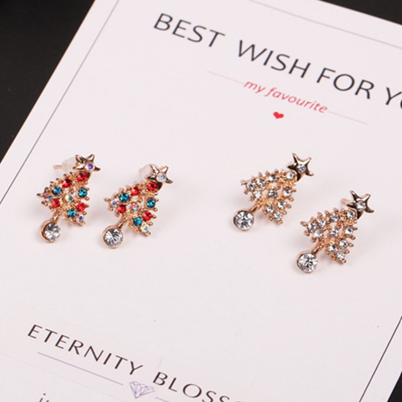 Anting Dangle Desain Kartun Snowman Snowflake Pohon Natal