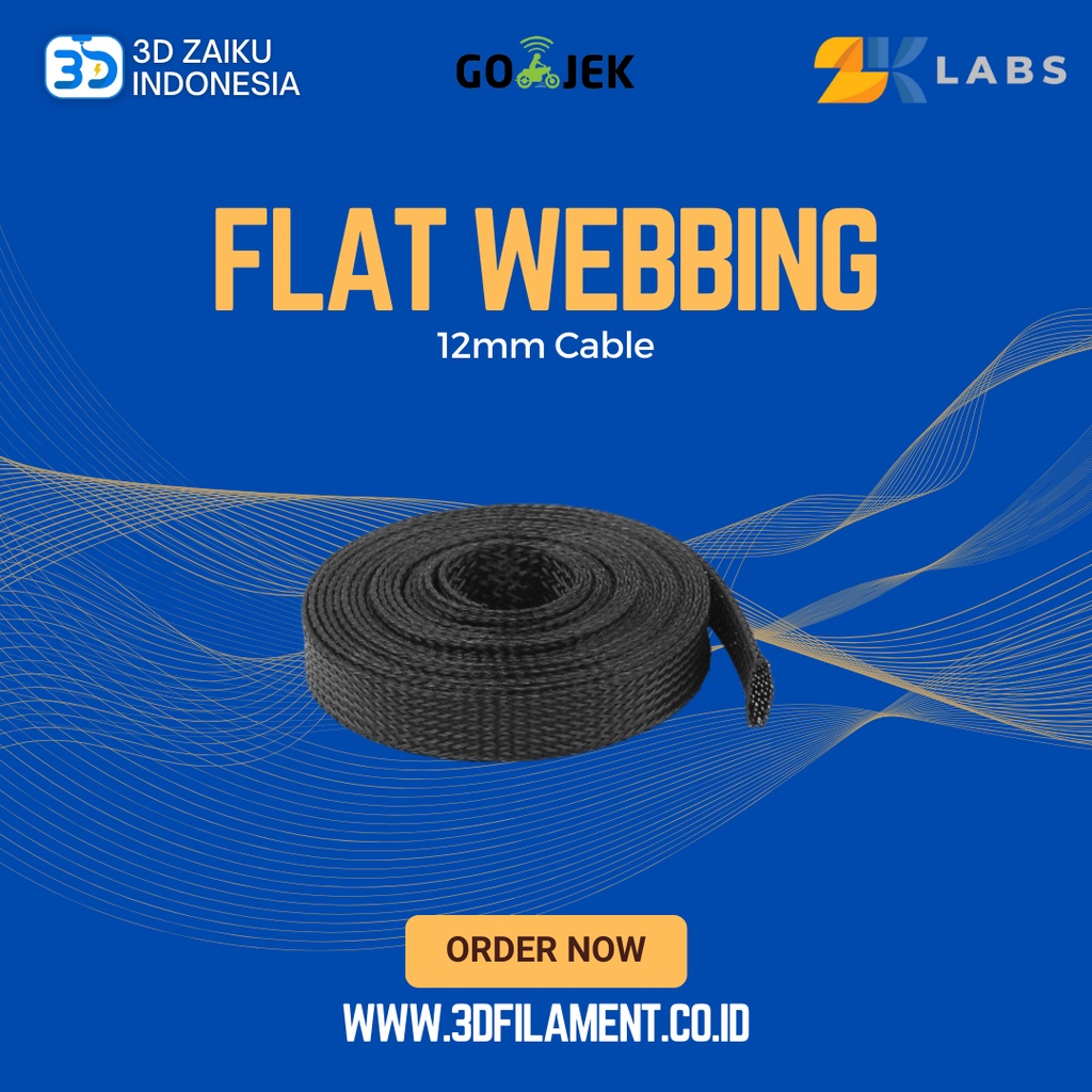 ZKLabs Pembungkus Kabel Expand Flat Cable Wire Sleeve Webbing 12 mm