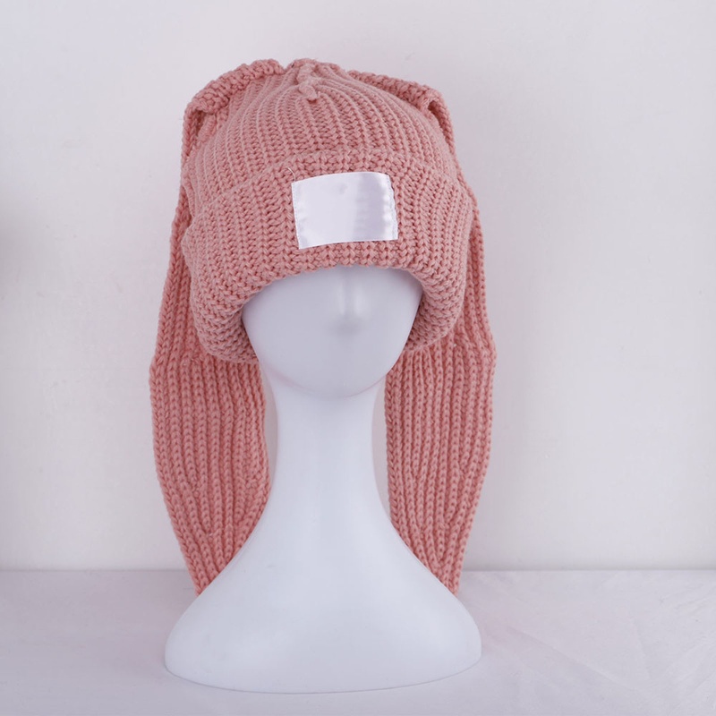 Zzz Rabbit Knit Hat Crochet Knitted Hat Skullies Beanie Topi Telinga Panjang Lucu Bunny Hat Topi Telinga Kelinci Wanita Musim Gugur Musim Dingin