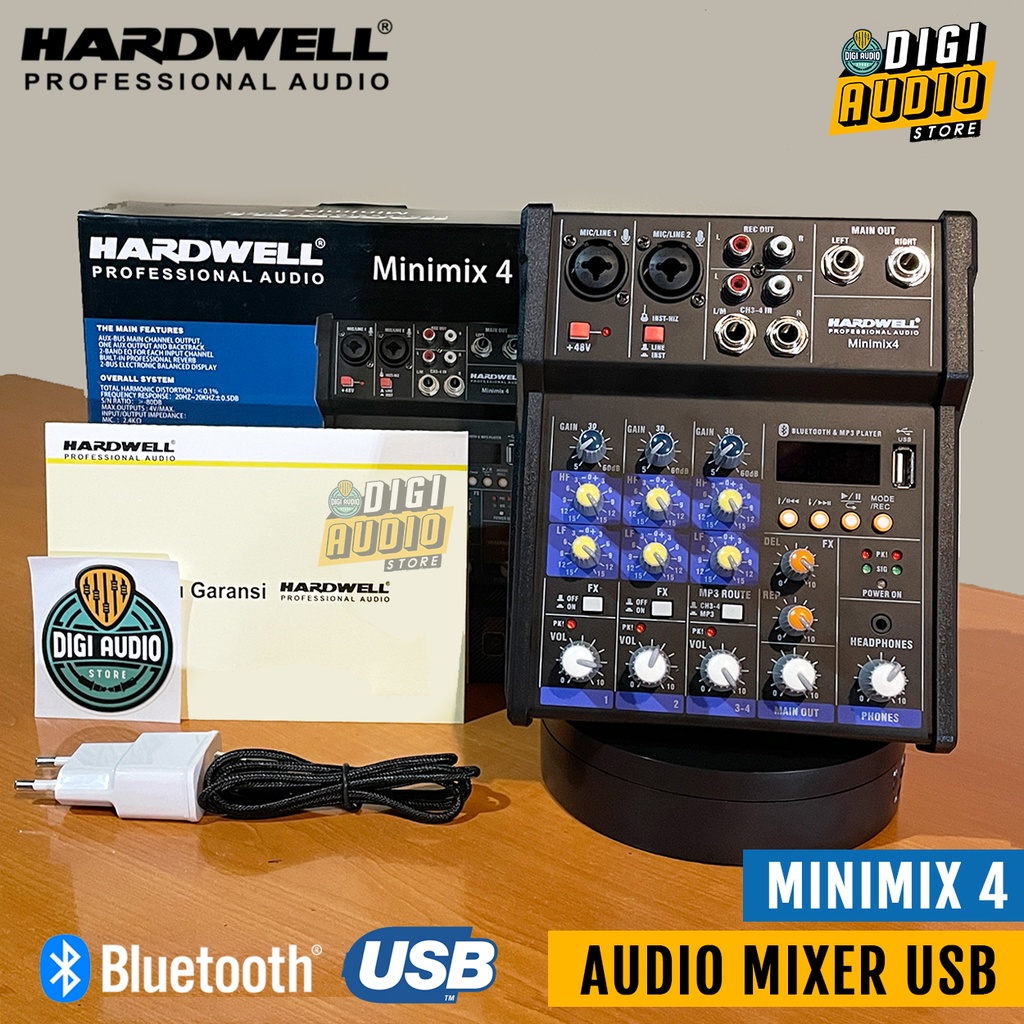 Mini Audio Mixer With USB Soundcard Audio Interface Recording & Bluetooth Mp3 Music HARDWELL MINIMIX
