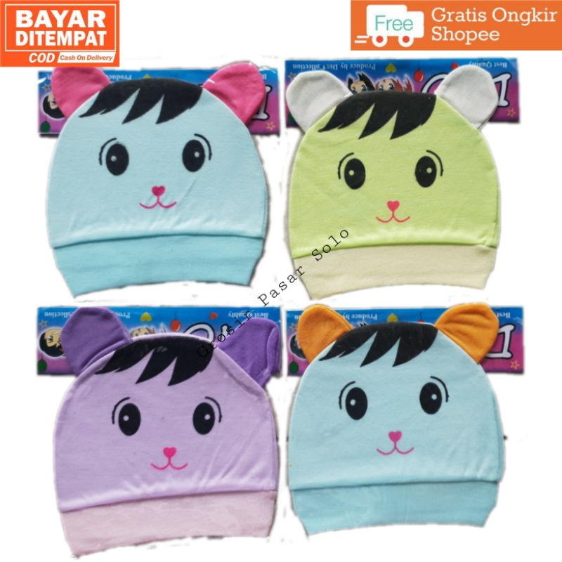 Topi Bayi Karakter 12 pcs | Topi Bayi 12 pcs