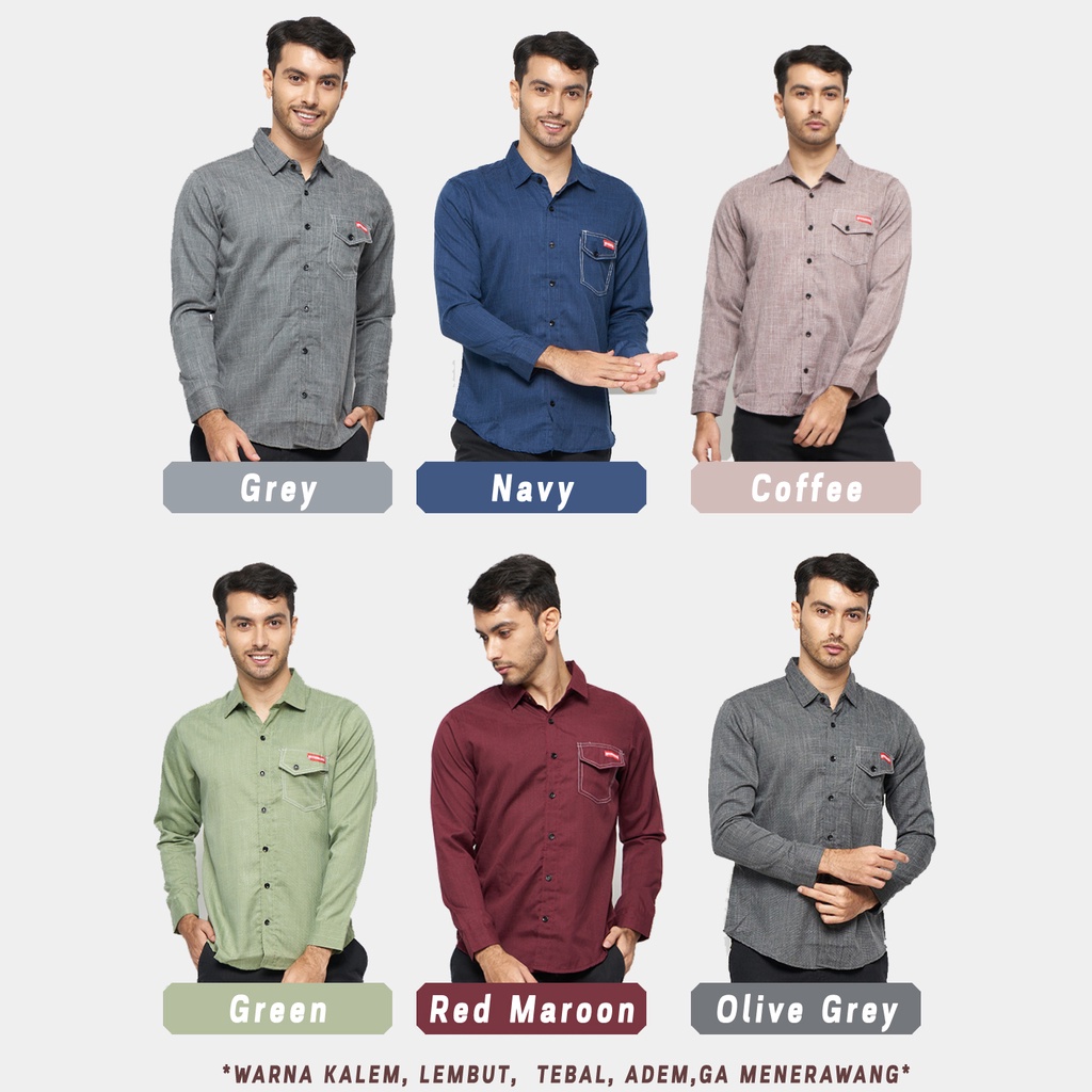 Mystericous Linen Look Kemeja Pria Lengan Panjang