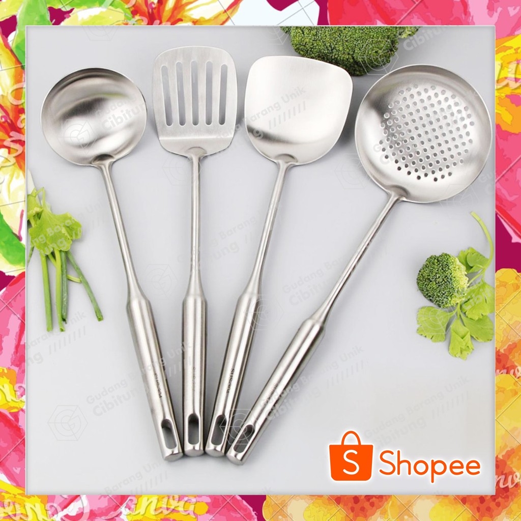 SET PERALATAN Masak (KITCHEN TOOLS SET) / Spatula Set Stainless isi 4