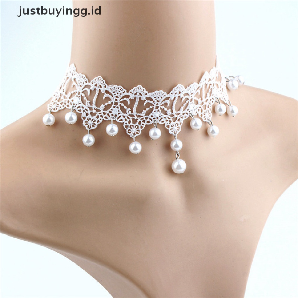 [justbuyingg.id] Trendy Sexy Lace Pearl Necklace Creative Romantic Women Jewelry Accessories ID