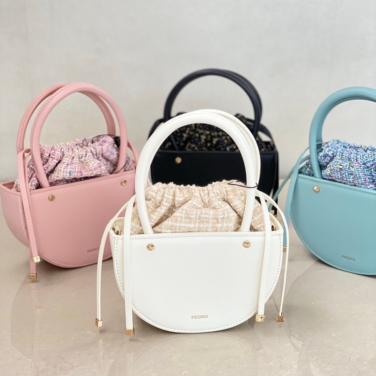 PEDRO TAS SELEMPANG TWEED TOP HANDLE HAND BAG 01184