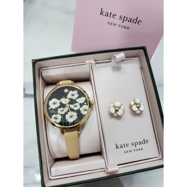 Jam tangan KS original - Kate spade KSW9011B watch set with earings in holland beige