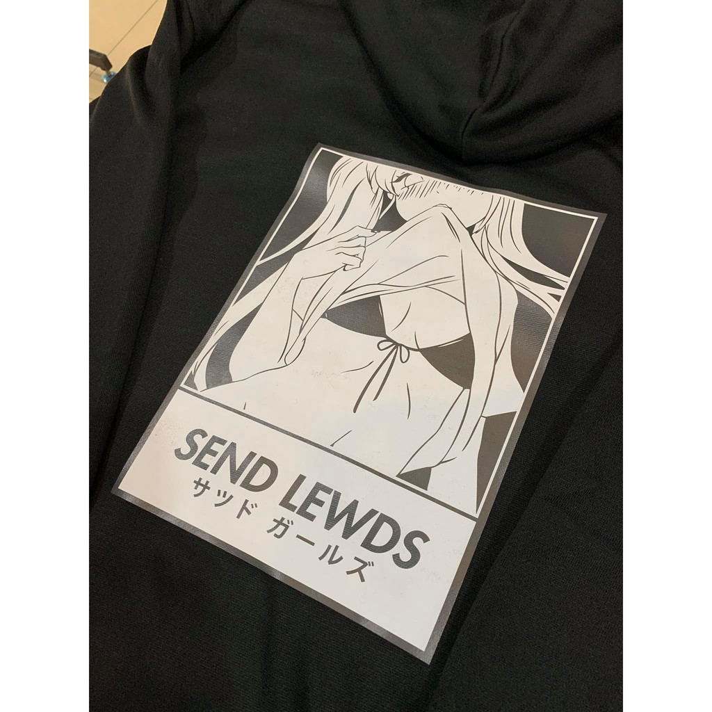 SEND LEWD TEASE ME Anime distro Cotton fleece Hoodie