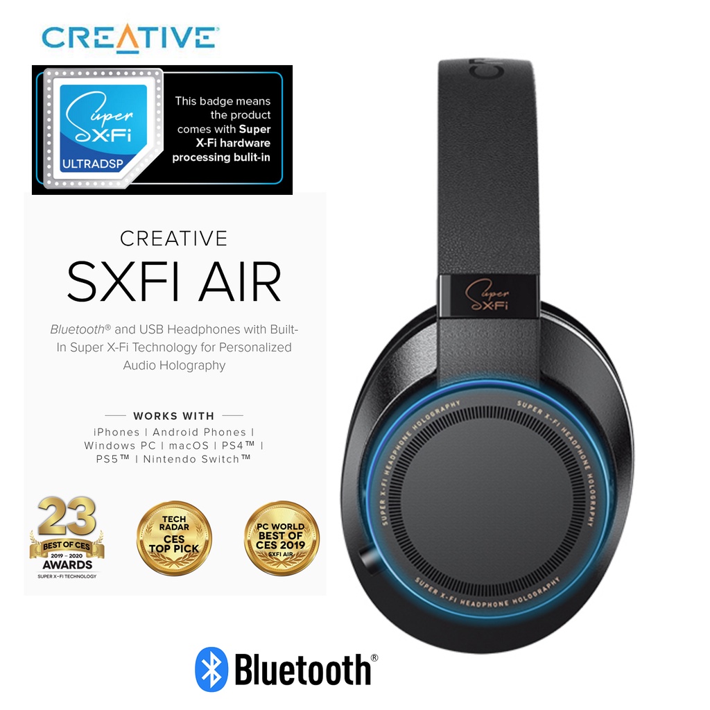 Creative SXFI AIR BLUETOOTH Headset 7.1 CINEMATIC AUDIO SURROUND SUPER X-FI TECHNOLOGY HEADPHONES