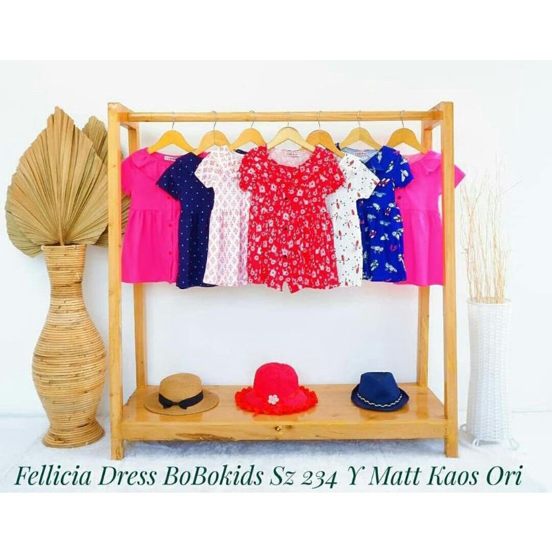 (Bisa Pilih Motif) Baju Dress Anak Perempuan Cewek Fellica Bobokids Size 234 / 1- 3 Tahun