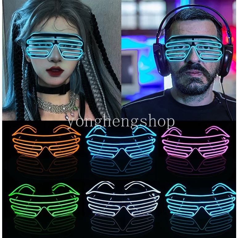 Kacamata Dengan Lampu Neon Led Luminous Glow In The Dark Untuk Festival / Bar / Pesta Ulang Tahun / Cosplay