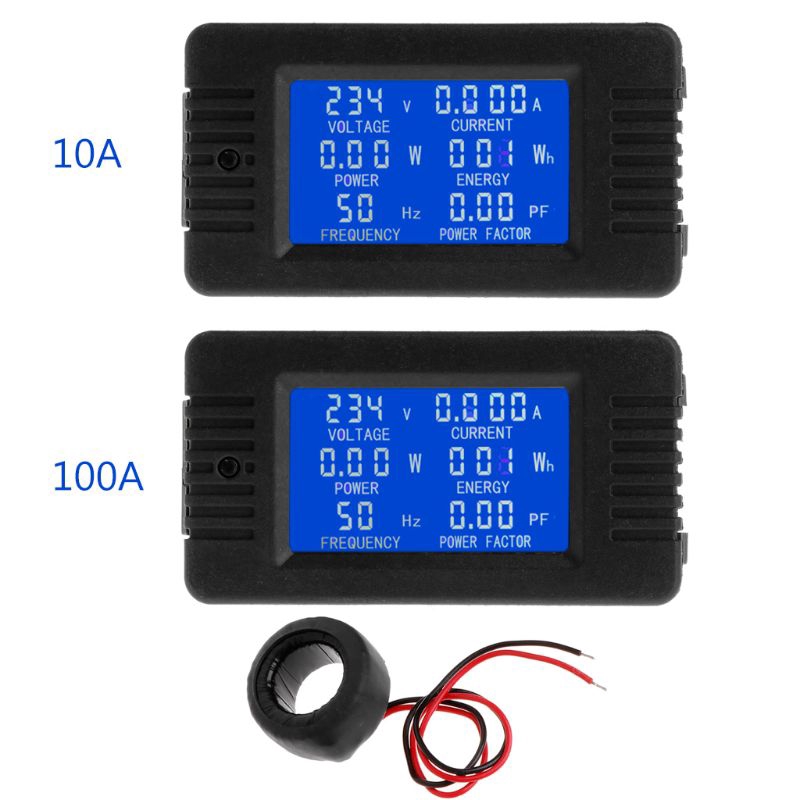 6in1 Digital AC 80~260V Power Energy Monitor Voltage Current KWh Watt Meter 100A