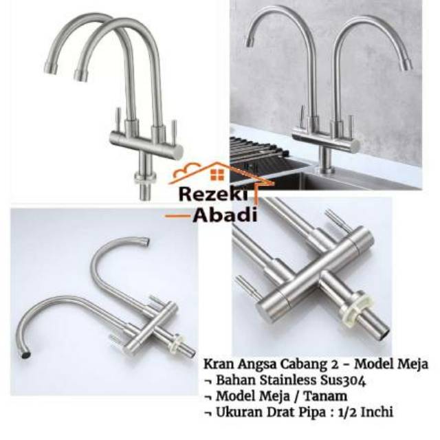 Kran Sink Double / Kran Angsa Meja / Kran Cuci Piring