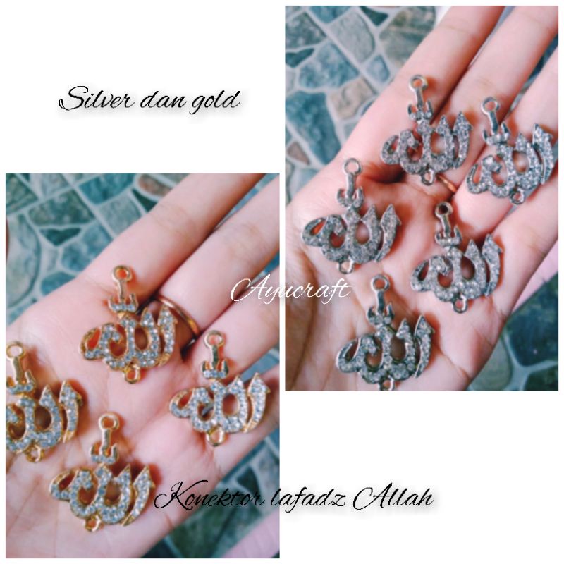 Konektor lafazd Allah gold dan silver/ 12pcs