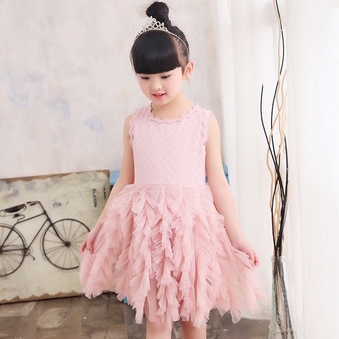 DR38-Dress Pesta Anak Perempuan Rumbai