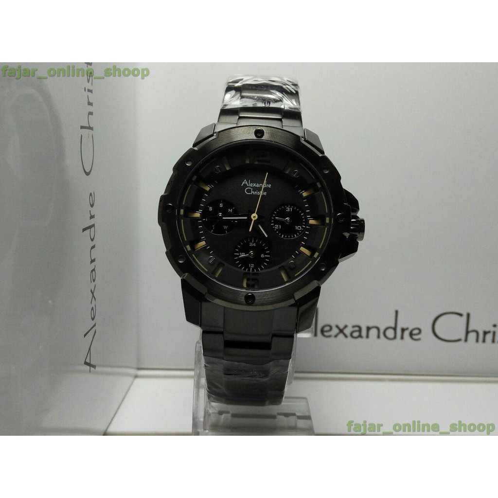 Jam Tangan Alexandre Christie Wanita AC 6410BF Black Cream Original