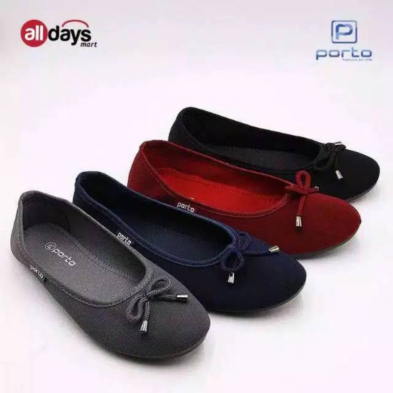 porto sepatu wanita flatshoes balet kain pita korea