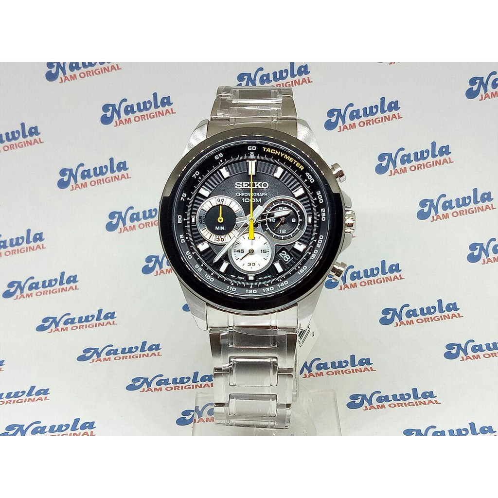 Seiko Quartz SSB247P1 Chronograph Black Silver | Jam Pria SSB247